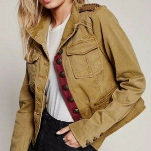 FREE PEOPLE Beaded Military Officer Tan Jacket S